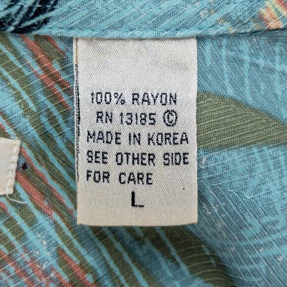 Vintage Campia Moda Hawaiian Shirt Men’s L Hibiscus Blue Aloha Travel Casual - Picture 6 of 10